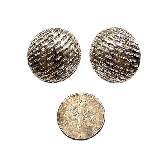 Clip-On Signed Crown Trifari Earrings Dome Shaped Needle Point Design Rare Find - Picture 4 of 5